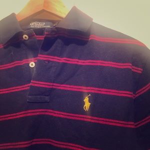 Navy & Red Striped Polo Small